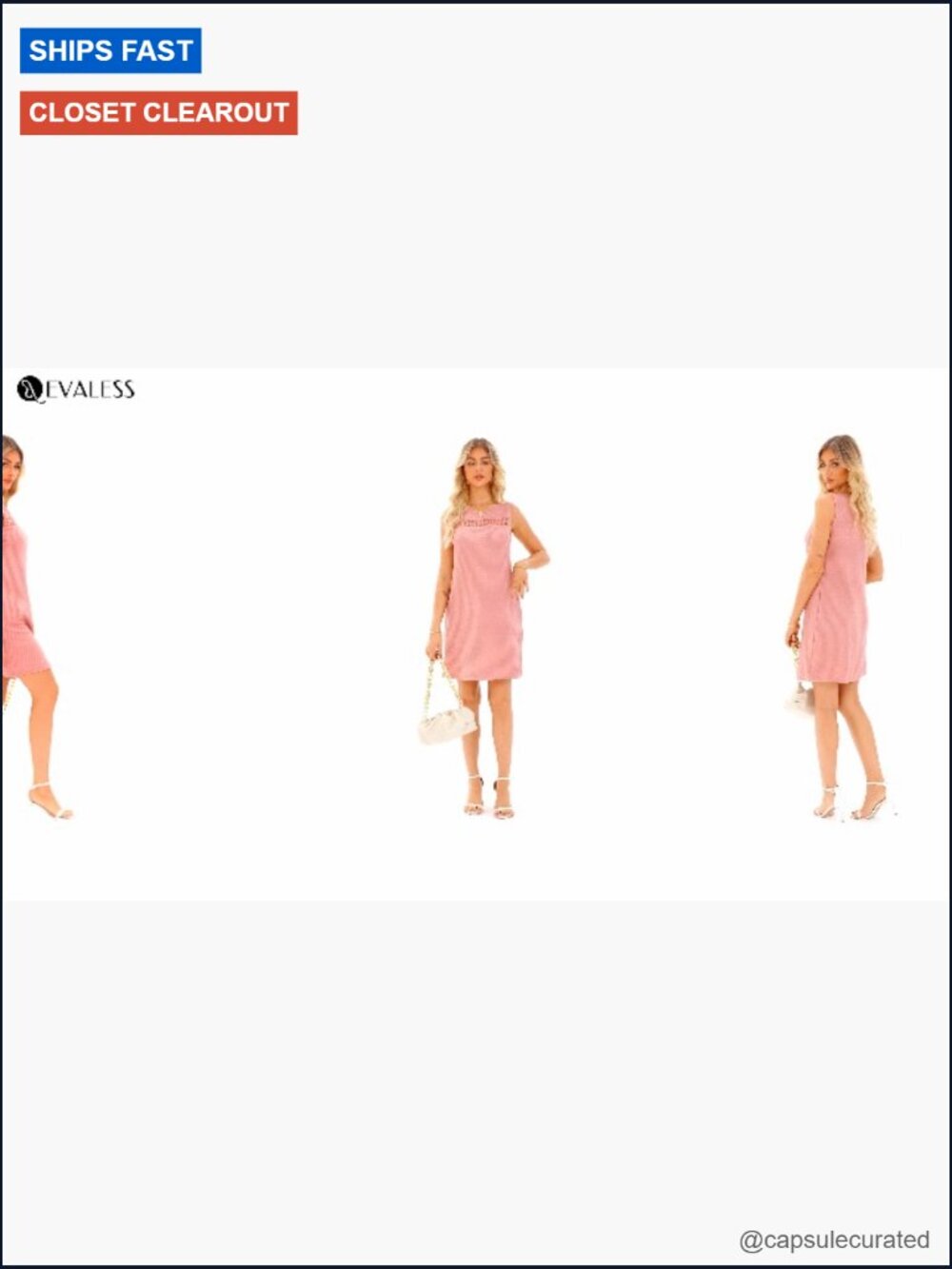 Sleeveless Cut-Out Mini Dress Crewneck Casual Beach Vacation Shift Dress - Picture 7 of 7
